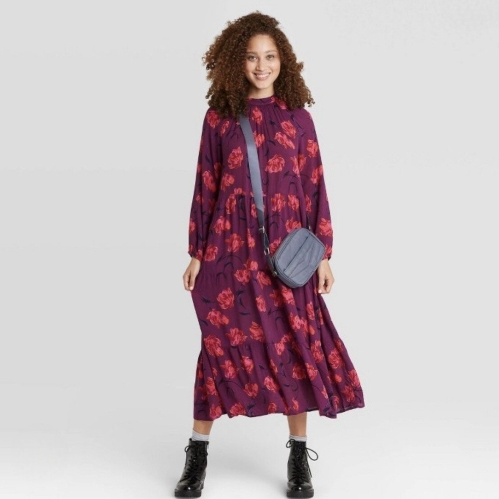 A New Day Pink and Red Long Sleeve Sundress